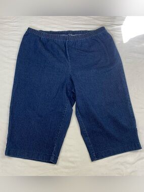 Women’s Dark Blue Elastic Waist Denim Bermuda Shorts